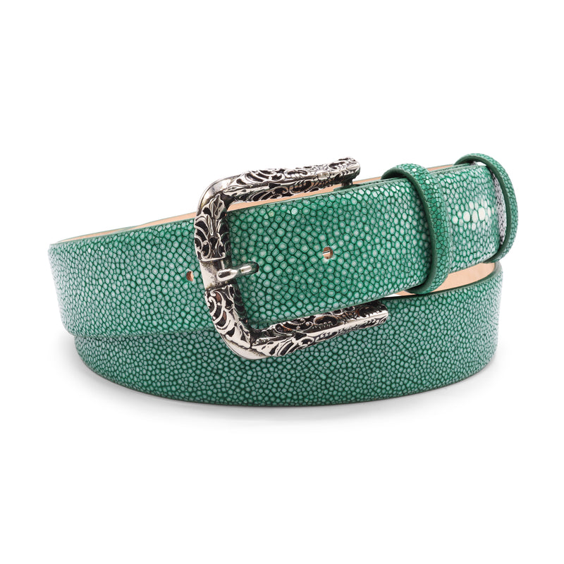 Emerald Genuine Stingray Filigree Prong Belt – Elliot Rhodes Ltd display picture 1