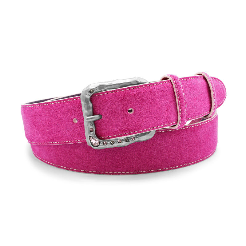 Fuchsia Pink Hammered Crystal Prong Suede Belt – Elliot Rhodes Ltd