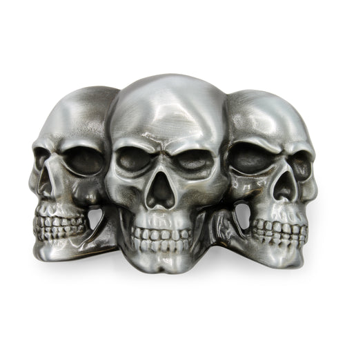 Three Skulls Plate Style Buckle 40mm