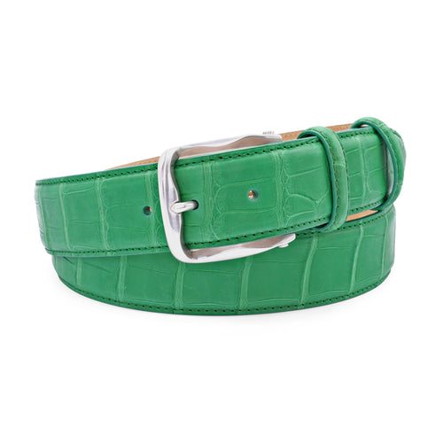 Emerald Green Genuine Matt Alligator Tail Belt