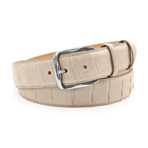 Cream Genuine Matt Alligator Tail Belt