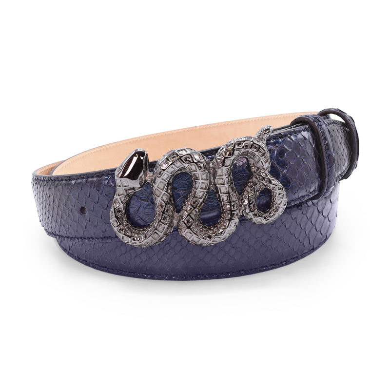 Metallic Ocean Genuine Python Swirling Snake Belt – Elliot Rhodes Ltd
