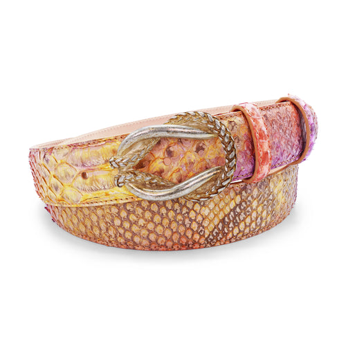 Passion Fruit Genuine Python Bleached Reef Knot Belt