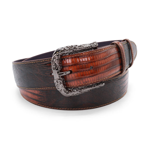 Fudge Two Tone Mock Teyus Filigree Prong Belt