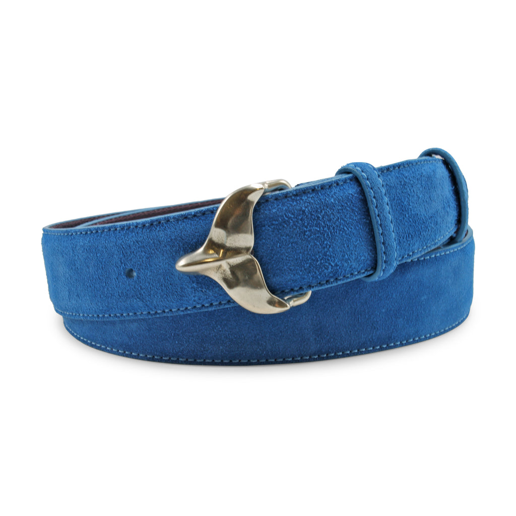 Men's Belt with Mini Lion Tan Suede Leather Oval Shape Buckle 40