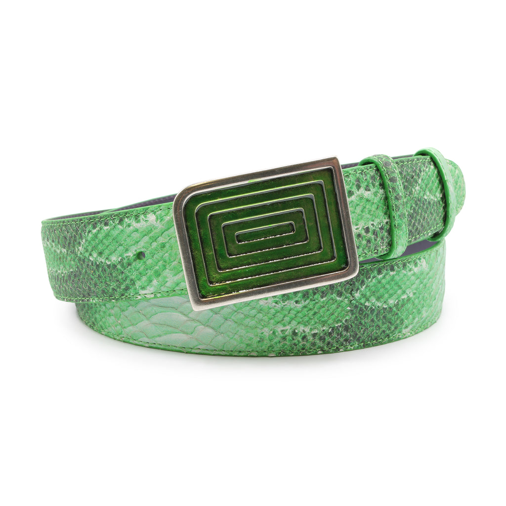 Apple Green Mock Anaconda Enamel Maze Belt