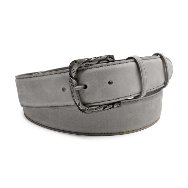 Mid Grey Nubuck Etched Gunmetal Prong Belt – Elliot Rhodes Ltd