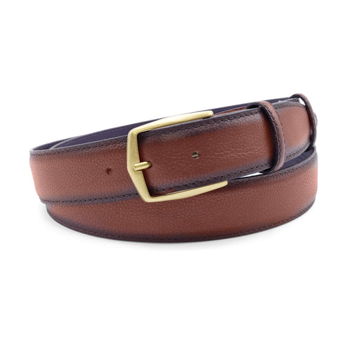 Mottled Cognac Hand Burnished Prong Belt