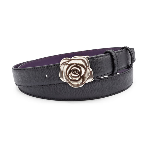 Narrow Black Novak Style Dauphin Rose Belt