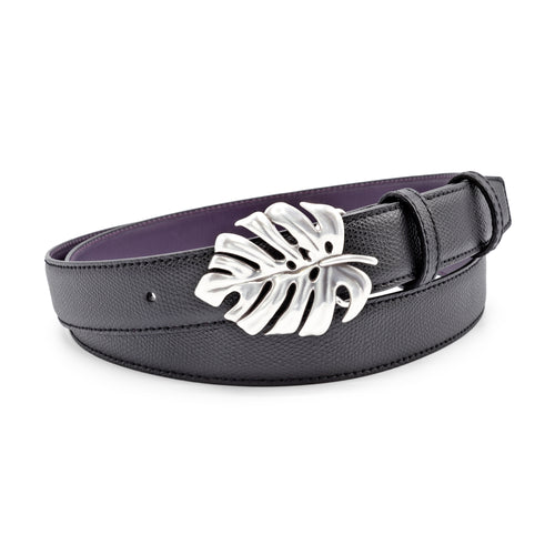 Black Narrow Novak Style Dauphin Palm Frond Belt
