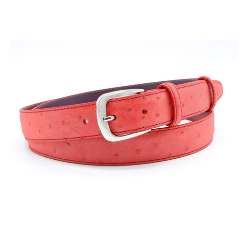 Narrow Strawberry Mock Ostrich Belt