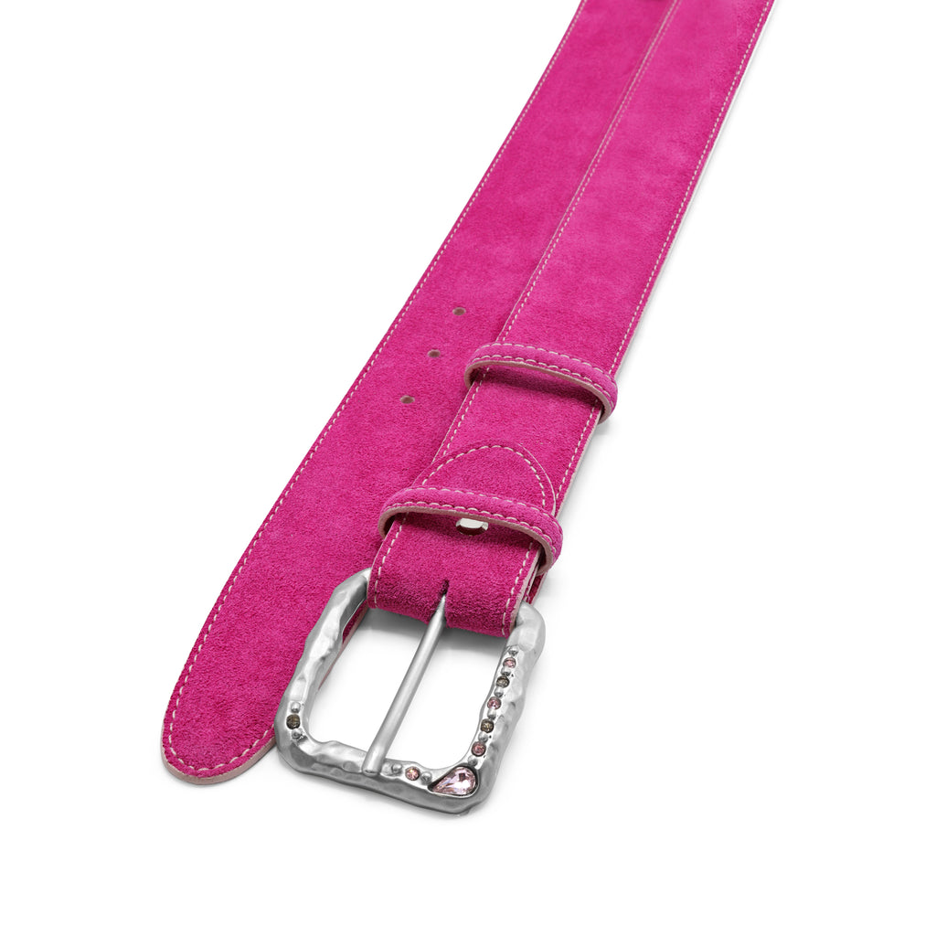 Fuchsia Pink Hammered Crystal Prong Suede Belt – Elliot Rhodes Ltd