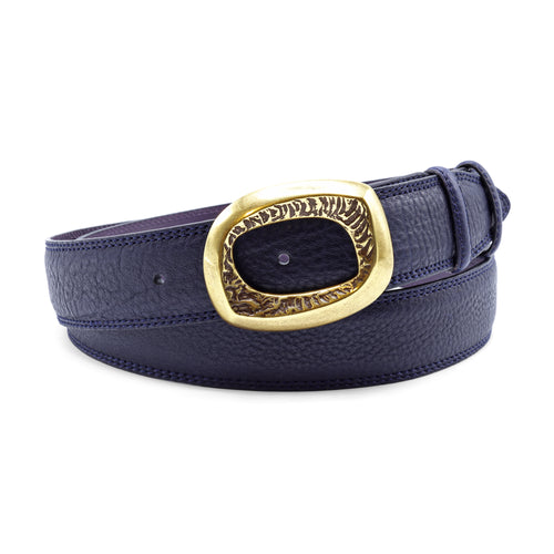 Rumpled Midnight Blue Bogart Welt Style Hollow Plate Belt