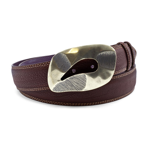 Rumpled Bogart Welt Style Milk Choc Paisley Plate Belt