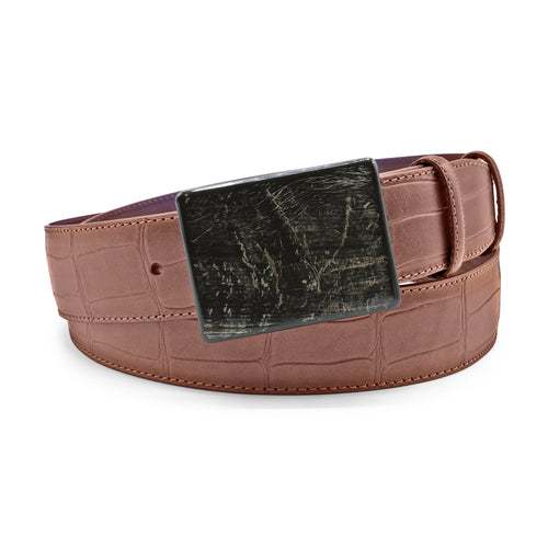 Cuero Matt Mock Alligator Horn Plate Belt