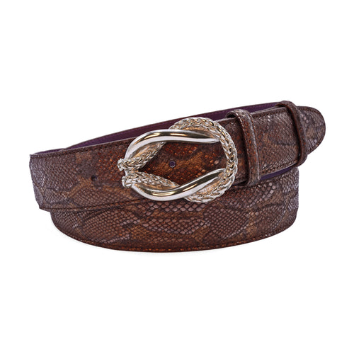 Dark Choc Metallic Africhella Reef Knot Belt