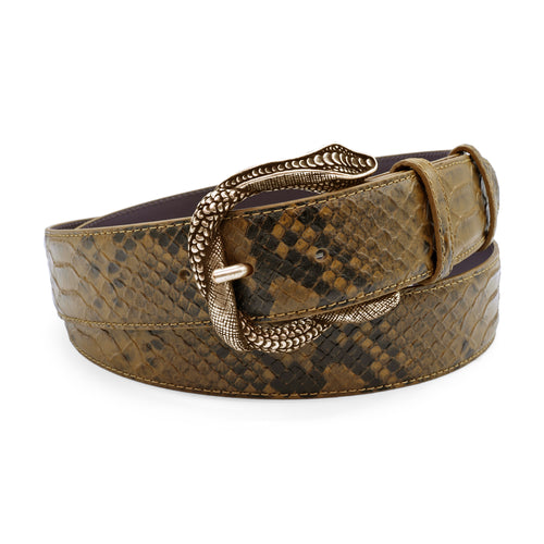 Camouflage Tone Mock Anaconda Snake Prong Belt