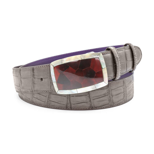 Limited Edition Camouflage Mock Alligator Shell Plate Belt