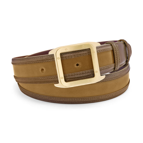 Latte Tone Burnished Cordovan Effect Coltrane Bezel Belt
