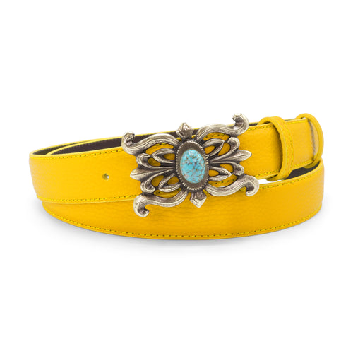 Narrow Novak Curry Tone Tumbled Leather Western Lattice Belt