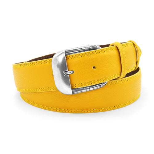 Curry Tone Bogart Welt Tumbled Leather Wire Edge Belt