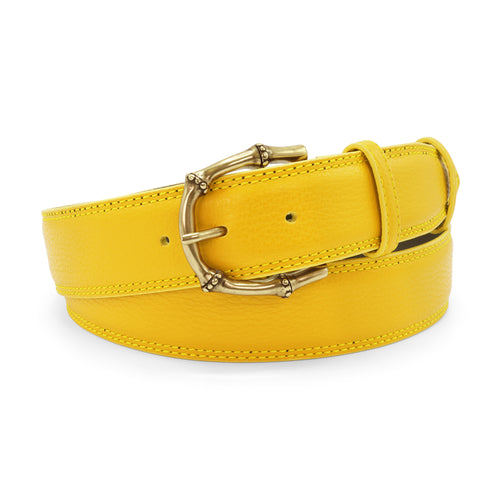 Bogart Welt Tumbled Leather Curry Tone Bamboo Prong Belt