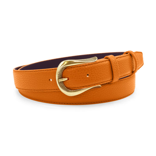 Narrow Burnt Orange Novak Tumbled Leather Belt