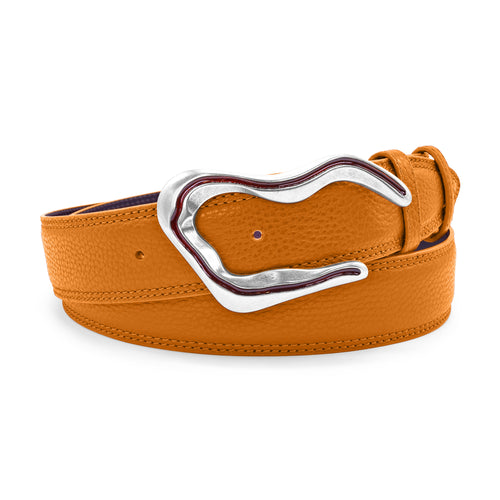 Bogart Welt Burnt Orange Tumbled Leather Enamel Swirl Belt