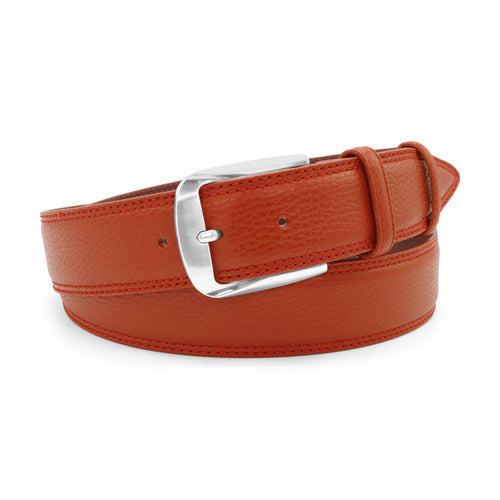Terracotta Bogart Welt Tumbled Leather Scalloped Prong Belt