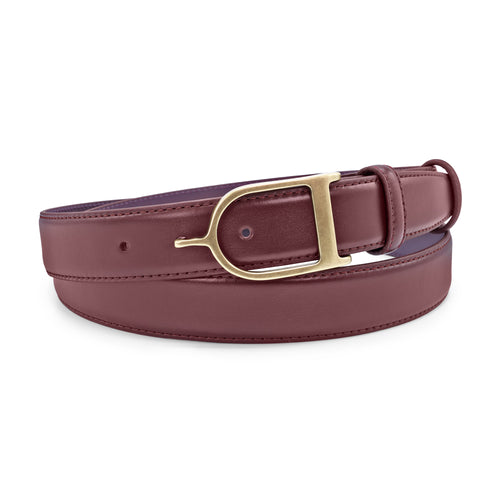 Narrow Wine Tone Bridle Frame Nappa Belt