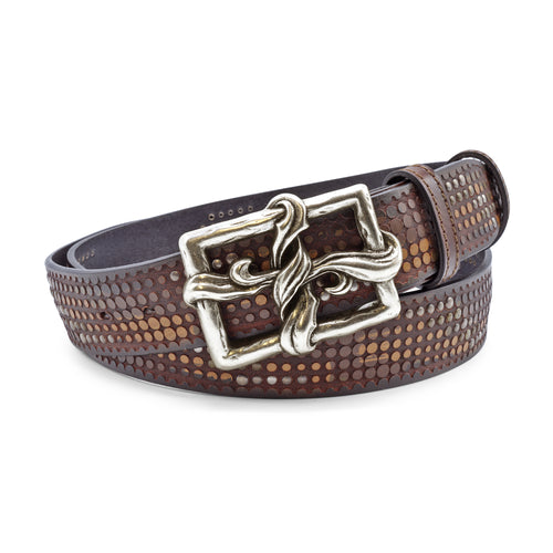 Tan Mix Clyde Studded Twisted Silk Belt