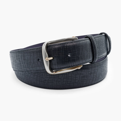Black Scratch Texture Bogart Cambered Prong Belt