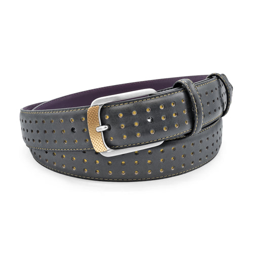 Wilder Mole/Mustard Mix Perforated Dimple Flange Prong Belt