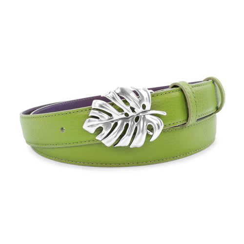 Grass Green Mottled Narrow Novak Palm Frond Belt
