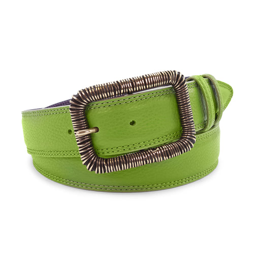 Mottled Grass Green Bogart Welt Wire Prong Belt