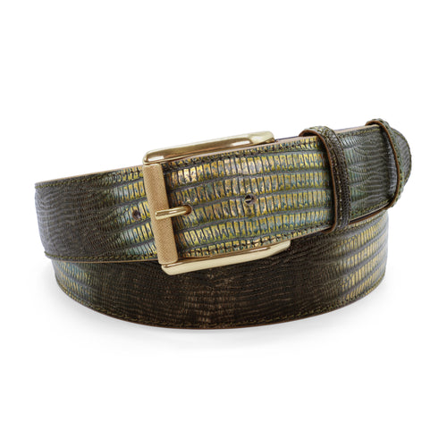 Forest Tone Metallic Hued Teyus Effect Roller Prong Belt