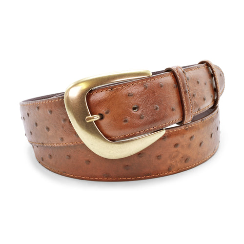 Toffee Toned Mock Ostrich Elliptical Prong Belt