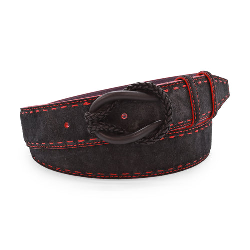 Black/Red Mix Chaplin Suede Reef Knot Belt