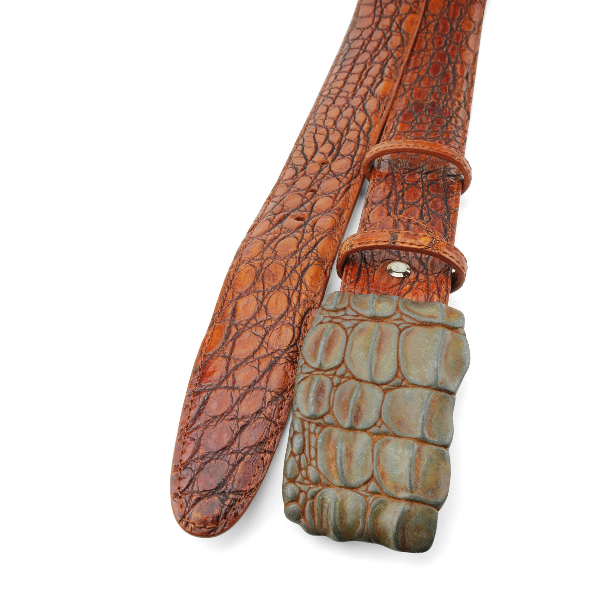 Hand painted Wedgewood Blue Porosus Crocodile Back Belt – Elliot Rhodes Ltd