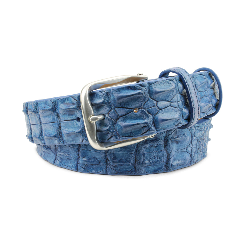 Hand painted Wedgewood Blue Porosus Crocodile Back Belt – Elliot Rhodes Ltd