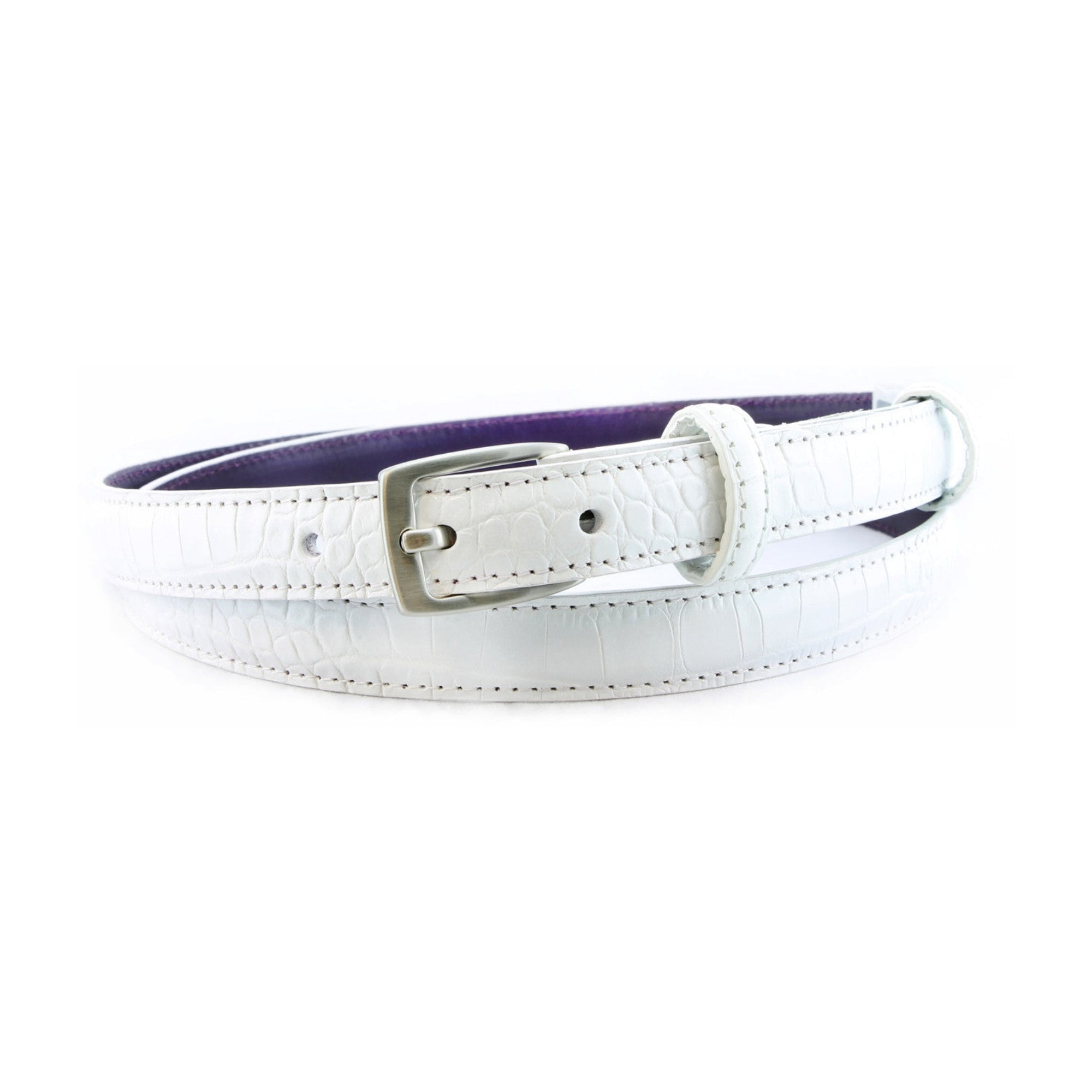 white dress belt White mock crocodile skinny belt – Elliot Rhodes Ltd