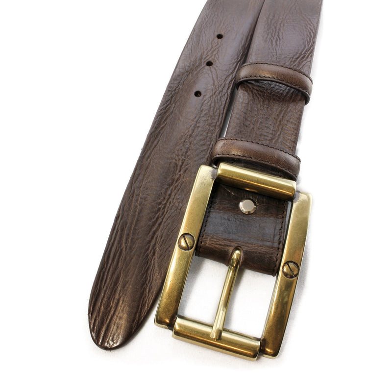 Rich brown vintage feel screw buckle men's belt – Elliot Rhodes Ltd