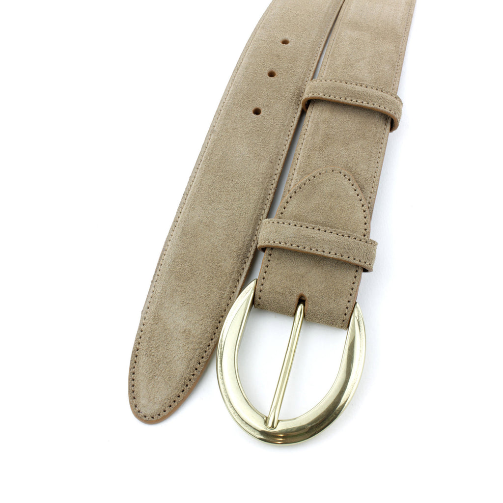 Classic Mens Beige Belt for Trousers - Real Leather 34 / 85 cm - Beige