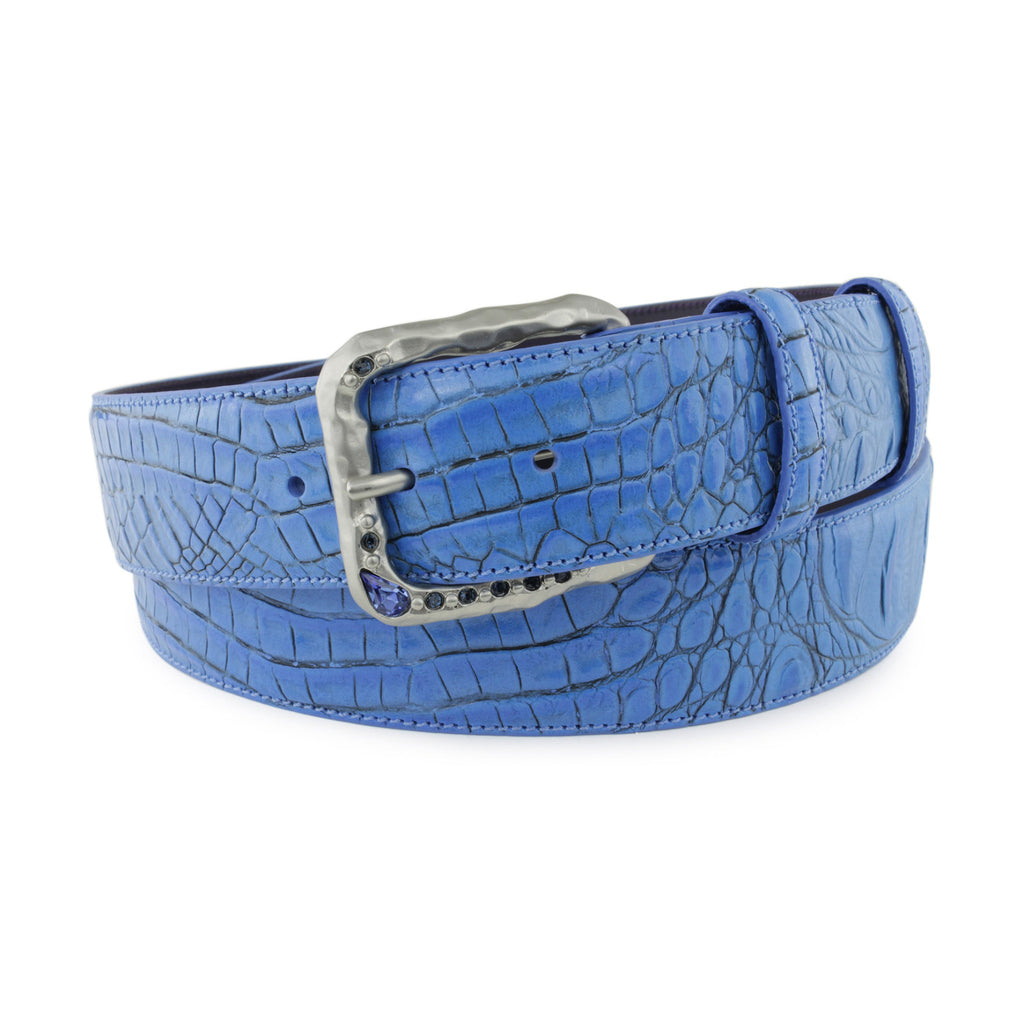 Aquatic Blue Crystal Mock Caiman Belt