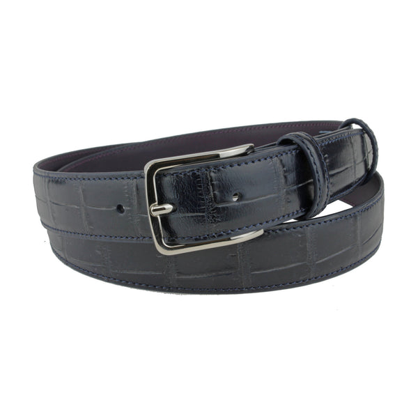 Deep Blue Mock Croc Tail Narrow Belt – Elliot Rhodes Ltd