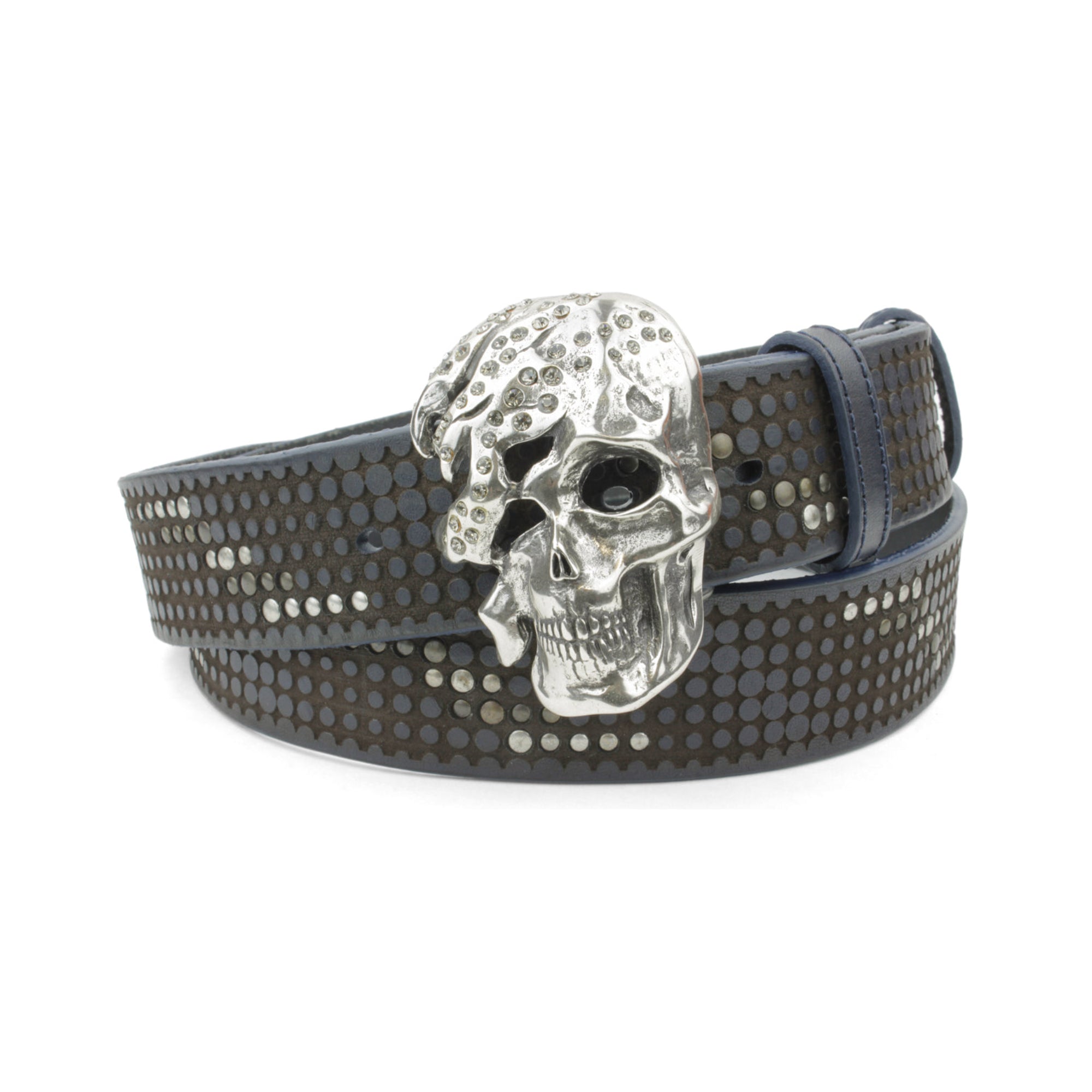 Clyde Navy Studded Crystal Skull Belt – Elliot Rhodes Ltd