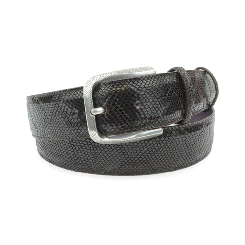 Deep Choc Mock Python Dimple Prong Belt