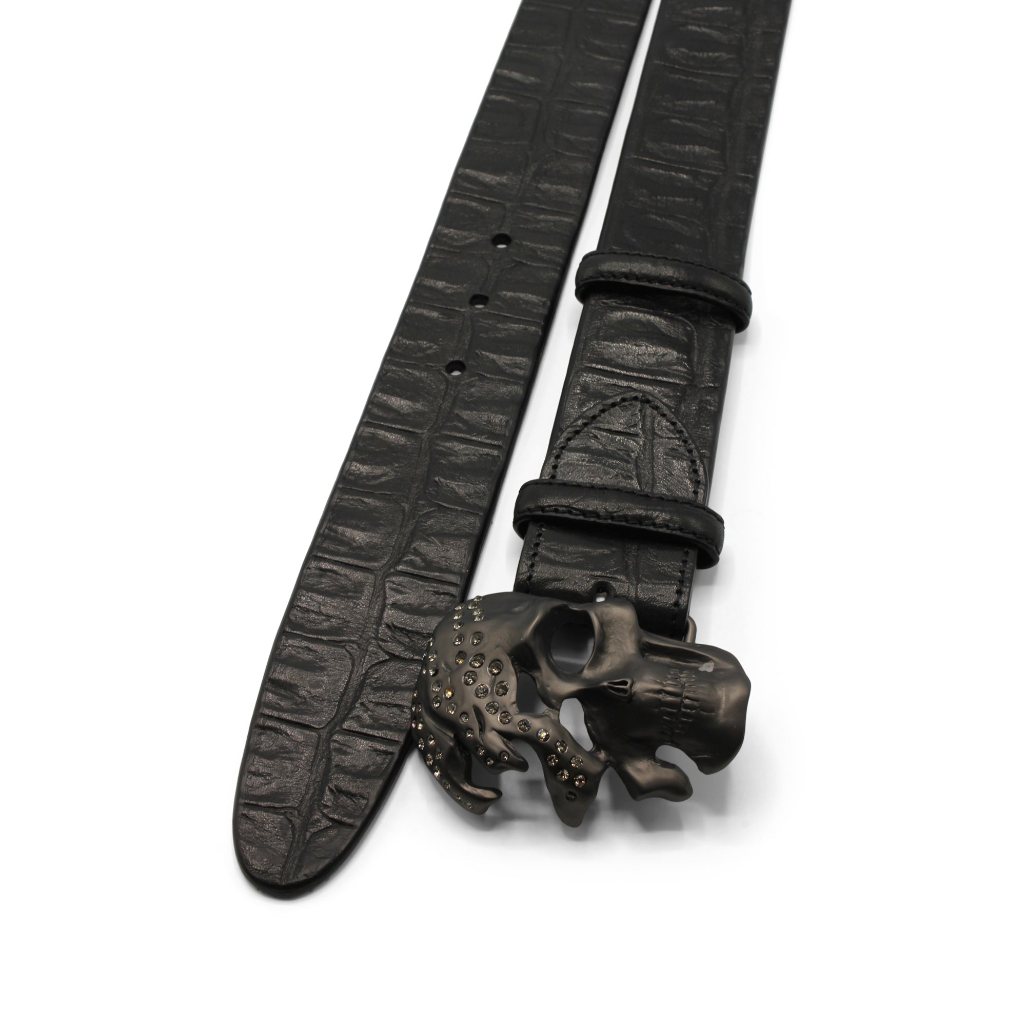 Antique Faux Crocodile Belt - Shadow