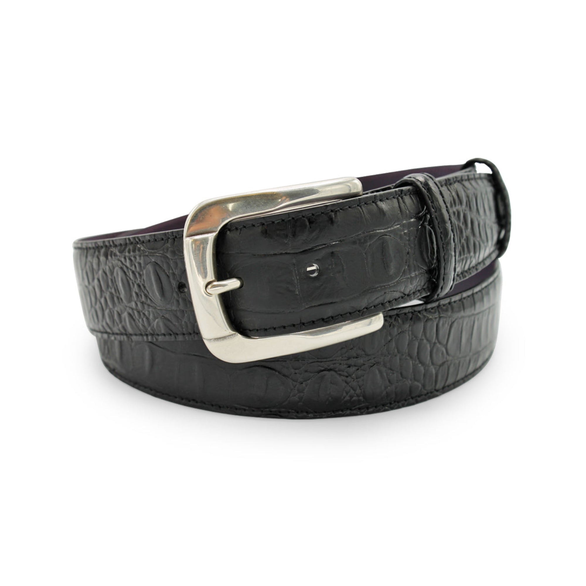 Black Mock Caiman Croc Effect Belt – Elliot Rhodes Ltd